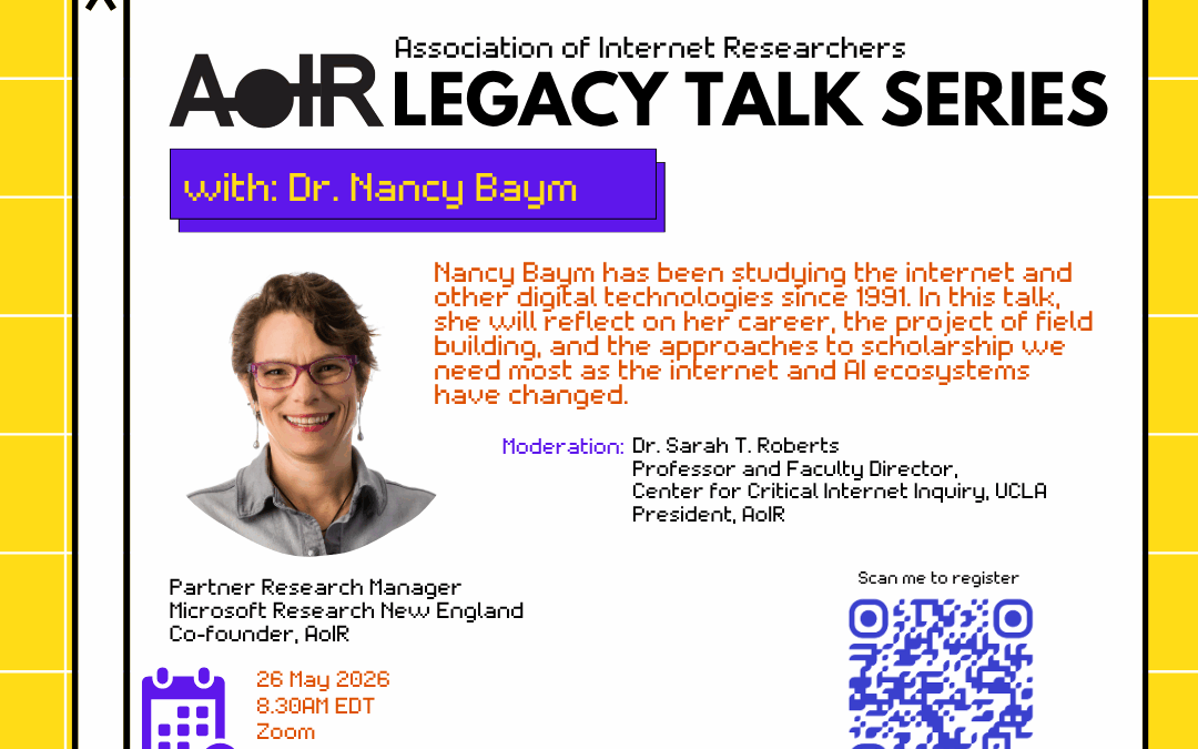 Next Up in the AoIR Legacy Lecture Series – A Talk with Dr. Nancy Baym